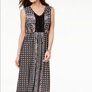 Style & Co Petite Printed Crochet Maxi Dress PS